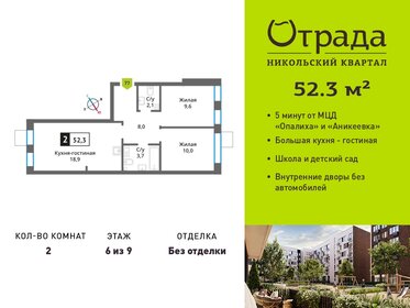 Квартира 52,3 м², 2-комнатная - изображение 1