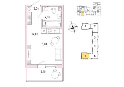 Квартира 27,7 м², студия - изображение 1