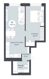 Квартира 44 м², 2-комнатная - изображение 1