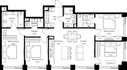 Квартира 109,7 м², 4-комнатная - изображение 2