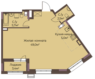 Квартира 63,9 м², 1-комнатная - изображение 1