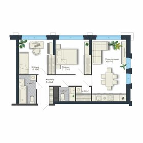 Квартира 60,4 м², 2-комнатная - изображение 1