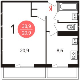 Квартира 39 м², 1-комнатная - изображение 4