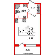 Квартира 25,1 м², студия - изображение 2