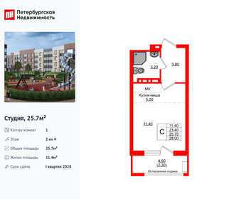 Квартира 25,7 м², студия - изображение 1