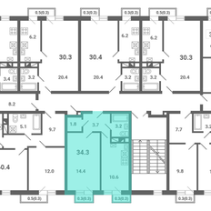 Квартира 34,3 м², 1-комнатная - изображение 2