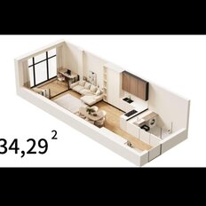 Квартира 34,3 м², студия - изображение 2