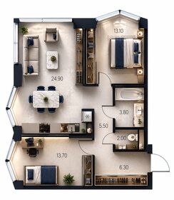 Квартира 69,4 м², 2-комнатная - изображение 1