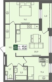 Квартира 67,8 м², 2-комнатная - изображение 1