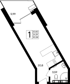 Квартира 30,4 м², 1-комнатные - изображение 1