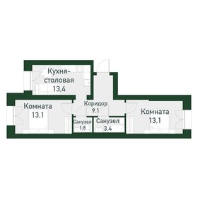 Квартира 53,4 м², 1-комнатная - изображение 1