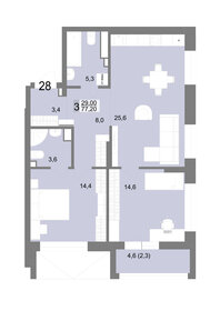 Квартира 77,2 м², 3-комнатная - изображение 1