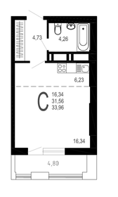 Квартира 34 м², студия - изображение 1