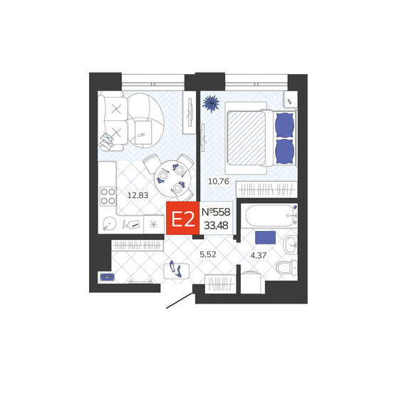 35 м², 1-комнатная квартира 4 894 400 ₽ - изображение 20