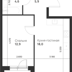Квартира 42,4 м², 1-комнатная - изображение 2
