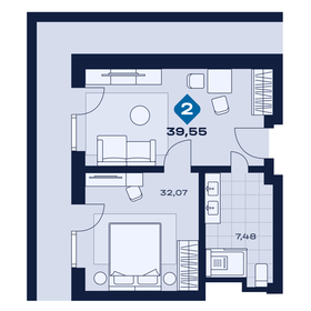 Квартира 39,6 м², 2-комнатные - изображение 1