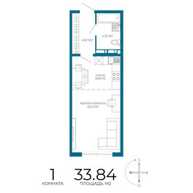 Квартира 33,8 м², 1-комнатная - изображение 1
