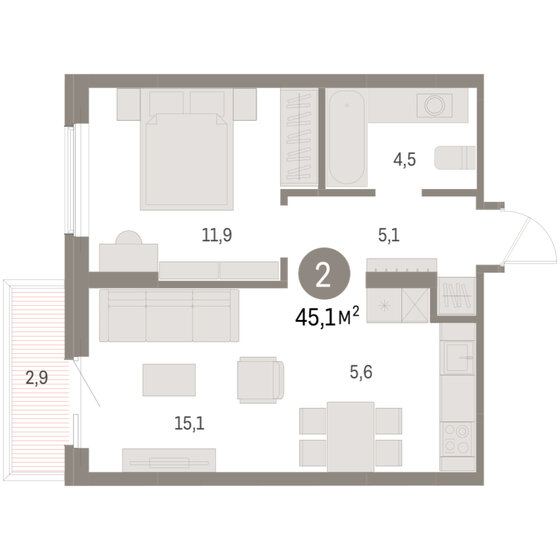 40,4 м², 2-комнатная квартира 3 499 000 ₽ - изображение 64