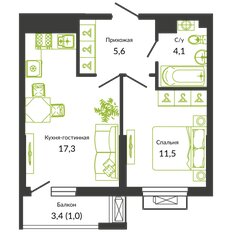 Квартира 39,2 м², 2-комнатная - изображение 1