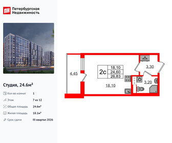Квартира 24,6 м², студия - изображение 1