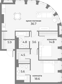 Квартира 94,5 м², 2-комнатные - изображение 1