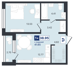 Квартира 39 м², 1-комнатная - изображение 1