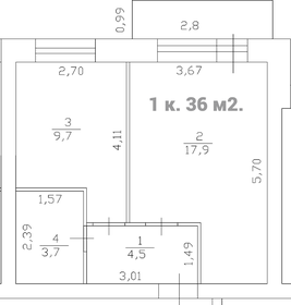 Квартира 36 м², 1-комнатная - изображение 1