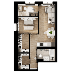 Квартира 51,6 м², 1-комнатная - изображение 2