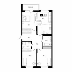 Квартира 91,6 м², 4-комнатная - изображение 3