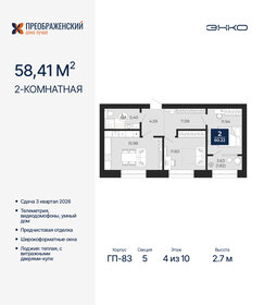 Квартира 58,4 м², 2-комнатная - изображение 1
