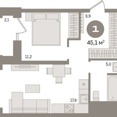 Квартира 45,1 м², 1-комнатная - изображение 3