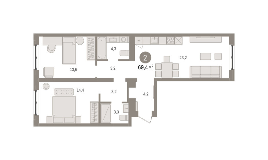 67 м², 2-комнатная квартира 14 750 000 ₽ - изображение 83