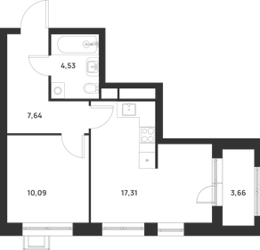 Квартира 44,3 м², 2-комнатная - изображение 1