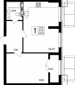 Квартира 58,3 м², 1-комнатная - изображение 1