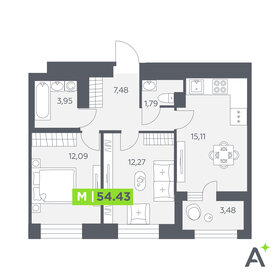 Квартира 54,4 м², 2-комнатная - изображение 1