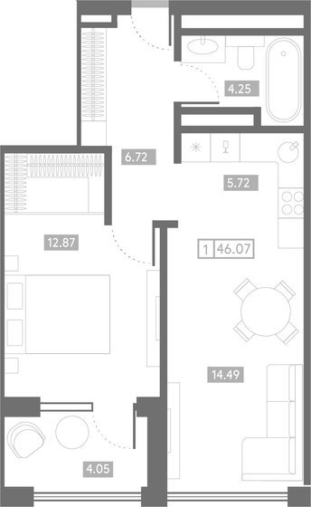 48,7 м², 1-комнатная квартира 34 118 000 ₽ - изображение 17