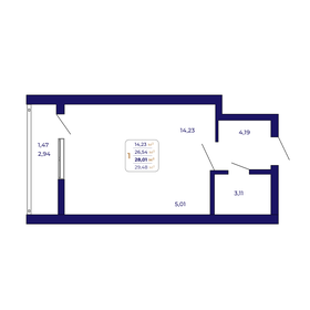 Квартира 28 м², 1-комнатная - изображение 1