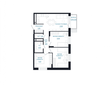 Квартира 75,6 м², 3-комнатная - изображение 1