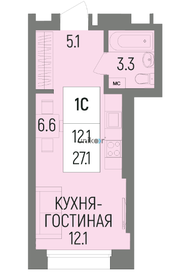 Квартира 27,1 м², 1-комнатная - изображение 2