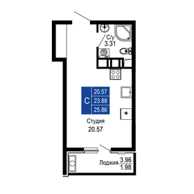 Квартира 25,9 м², 1-комнатная - изображение 1