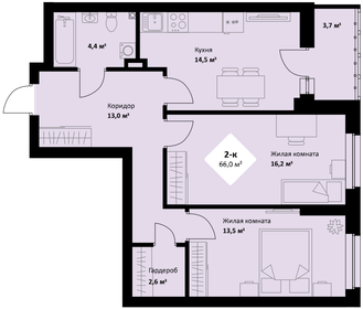 Квартира 66 м², 2-комнатная - изображение 1