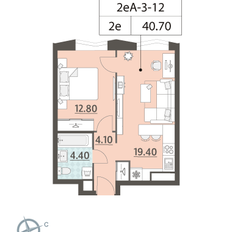 Квартира 40,7 м², 1-комнатная - изображение 2