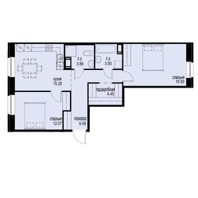 Квартира 65,7 м², 2-комнатная - изображение 1