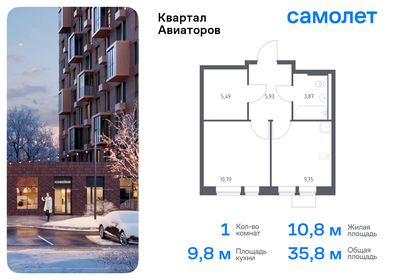 Квартира 35,8 м², 1-комнатная - изображение 1