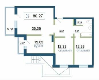 Квартира 80,3 м², 3-комнатная - изображение 1