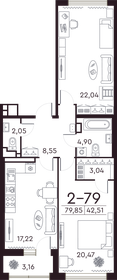 76,7 м², 2-комнатная квартира 32 000 000 ₽ - изображение 77