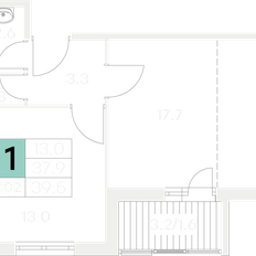 Квартира 39,5 м², 1-комнатная - изображение 2