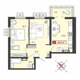 Квартира 54,5 м², 2-комнатная - изображение 1