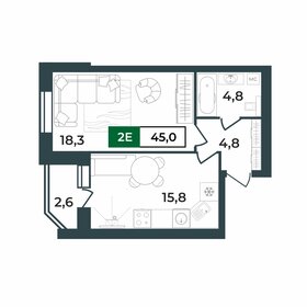 Квартира 45 м², 2-комнатная - изображение 1