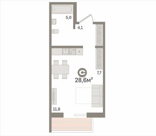 Квартира 28,6 м², 1-комнатная - изображение 1